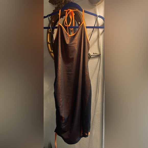 Forever 21 Vibrant Orange and Sheer Brown Backless Dress - Picture 2 of 9